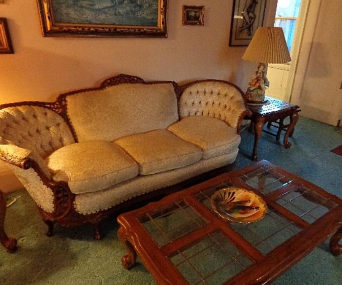 Beautiful carved sofa and 2 chairs