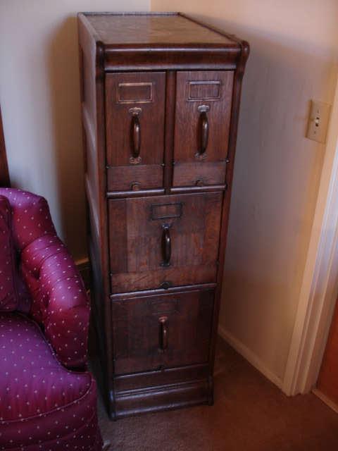 Antique solid oak file cabinet