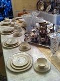 large selection of Castle "Empire" china & silver tea service