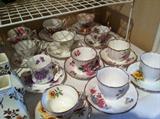                              variety of cups and saucers