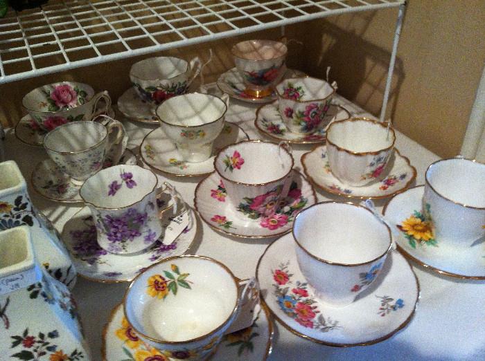                              variety of cups and saucers