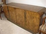 Gorgeous 1960's-1970's Burlwood Credenza Buffet, Metal/Brass accent inlay