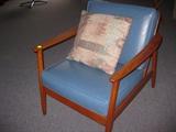 Danish Modern Mid-century blue Leather Pair of Chairs