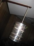 Cool Mid-Century Chrome & Teak Wall Swag Fixture Carl Thore