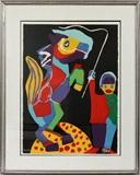 Lot#2020, KAREL APPEL, LITHOGRAPH H 29.5" W 22" FROM CIRCUS SUITE,#57/130. Ring master with horse.