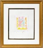 Lot#2021, PETER MAX, MIXED MEDIA, H 11", W 10''Unique work.  Individually signed on lithograph. Park West gallery label.