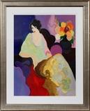 Lot#2133, ITZCHAK TARKAY, SERIGRAPH H 37" W 29" LADY IN YELLOW,Pencil signed. #187/350. Tarkay born in Israel 1938.