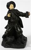 Lot#2292, FRENCH BRONZE SCULPTURE WITH IVORY FACE & HANDS, MAN HOLDING A PIPE AND BEER STEIN H 9 1/4", W 6",Item to be sold in the USA only. Marked "France" and "4637" on underside.  Rf