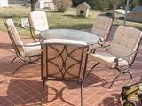 Beautiful outdoor patio set, glass table with lazy susan