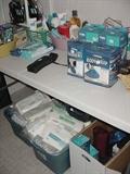 Boxes and boxes of new medical supplies, etc.