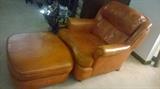 Comfy Leather Easy Chair w/ ottoman