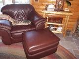 LANE LEATHER CHAIR AND OTTOMAN