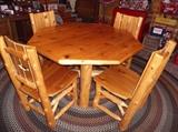 PINE DINING TABLE AND 4