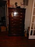 Nine drawer chest on chest-- six piece wash bowl picture set