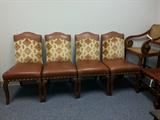 set of 5 very neat chairs with "drury" fabric