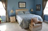 Pier One bedroom set (queen headboard, 2 night stands, dresser & chest/hamper)