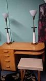 Elie Saarinen vanity with matching stool. Mid century modern