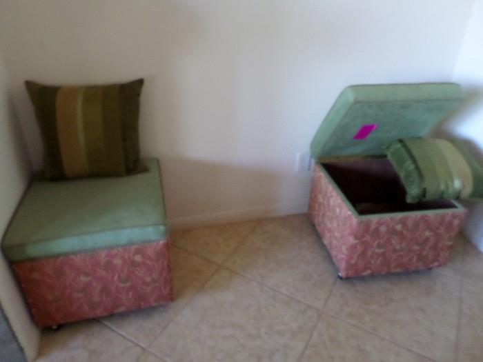 2 ottomans, open for storage