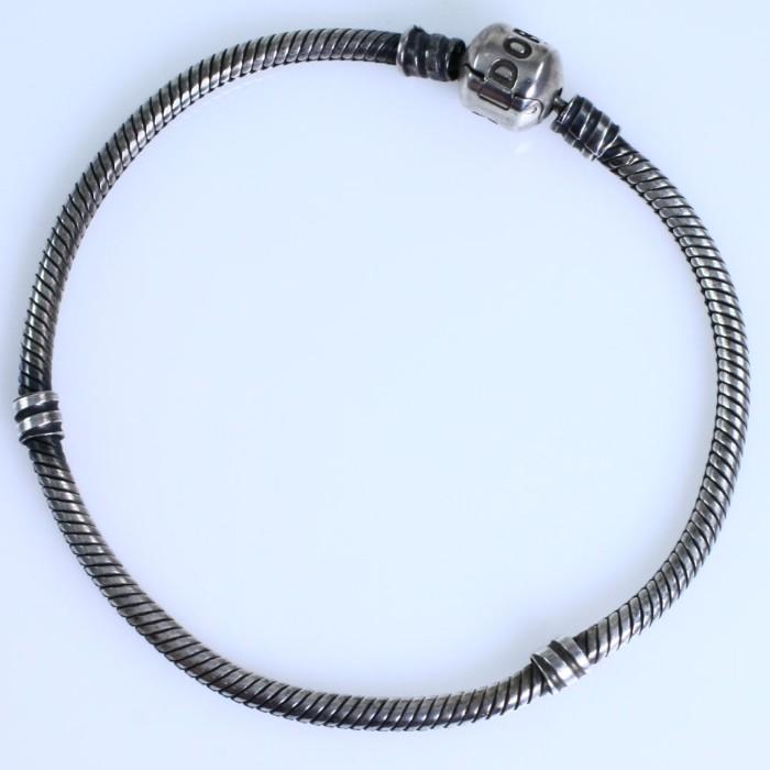 Estate Pandora sterling silver charm bracelet: 7 1/2", 14.0 gms