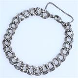 Estate James Avery sterling silver double curb charm bracelet: 8", 19.8 gms