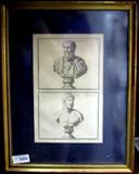 Double Roman Bust Print, Matted, Gold Frame. $50