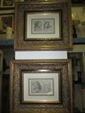 Lovely Pen & Ink prints, multi-matted w/gold frames. $75. Each