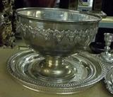 Silver Punch bowl with Grape Motif
