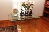 Wrought iron coffee table, Ben Hampton "Nancy Ward" plate
