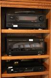 Denon receiver, Opympus CD changer, DVD player