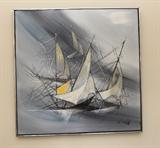 Original mid-century oil on canvas by R. Shaw