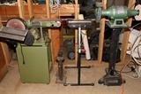 Central Machinery belt sander, miter stand, bench grinder