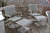 Cast aluminum arm chairs with ottoman