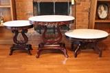 Lyre base marble top tables