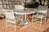 Outdoor Living |
Classic outdoor dining set with a glass top table and comfortable seating.