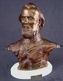59 - Bronze case on white marble base of Gen. Nathan Forrest, 18in. T, 14in. W.
