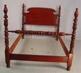 123 - Mahogany acanthus carved full size poster bed, head board is 54in. T.