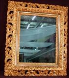 158 - Gold Victorian hanging mirror in open carved frame, 26 x 31.