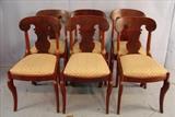 214 - Set of 6 Mahogany empire dining chairs with saber legs.