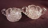 257 - Brilliant cut glass sugar and creamer.