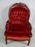 278 - Mahogany Victorian parlor chair with burgundy upholstery, ca. 1840.