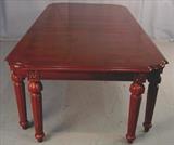 283 - Mahogany dining room table with 8 legs and 2 leaves, 31in. T, 74in. L, 52in. W, 18in. leaves, 9ft 2in. with leaves.