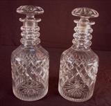 262 - Pair of cut glass whiskey decanters, 10in. T, 2in. Stopper.