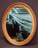 332 - Round gold Victorian hanging mirror.
