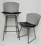 Bertoia Bar Stool and Chair by Knoll with Leather Seats