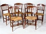 Set 6 cherry rush seat Sheraton style chairs