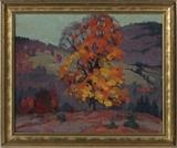 Oil painting on panel autumn landscape signed Dorothy Stanley Emmons, sight size 9" x 11".