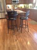 bar stools bar height with leather seats that swivel and metal engraved backs 
