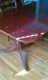 double pedestal table with leaves and chairs..can be sold alone or as a set