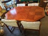dining table with leaf and 5 chairs (1 chair not pictured)
