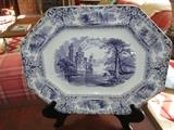 RARE PURPLE TRANSFERWARE PLATTER CASTLE SCENE    ENGLAND